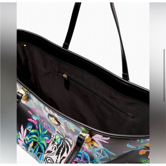 NWT: Lilly Pulitzer Meena Tote Onyx Paradise Glow Engineered Tote$178 - Picture 5 of 14